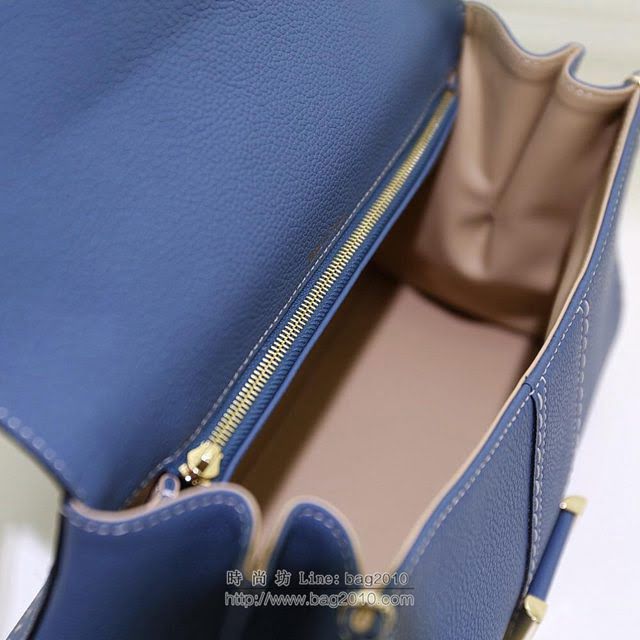 DELVAUX女包 春夏新色 外縫蜜蠟線 德爾沃女手提包 手腕包 DS0028孔雀藍 Delvaux單肩斜挎包  fcs1405